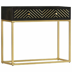 Maison Chic Table console | Meuble d'entrée | Table d'appoint Noir et doré 90x30x75 cm Bois de manguier massif -GKD68080