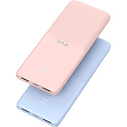 SANAG Lot De 2 Batterie Externe 10000Mah, Power Bank Usb C Ultra Mince Chargeur Portable Avec 2 Ports Usb Sortie Et Affichage Led Pour Iphone, Samsung, Huawei Etc Rose & Bleu