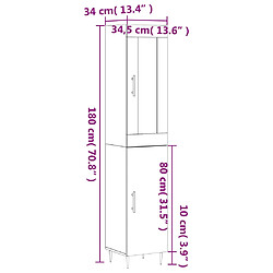 vidaXL Buffet haut Chêne sonoma 34,5x34x180 cm Bois d'ingénierie pas cher