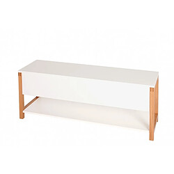 Mes Banc de rangement 120x35x48 cm blanc et chêne - PAIDE