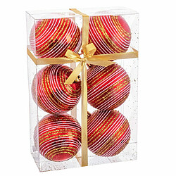 BigBuy Christmas Boules de Noël Rouge Plastique Spirale 8 x 8 x 8 cm (6 Unités)