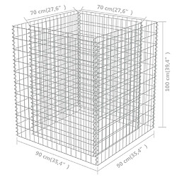 vidaXL Lit surélevé à gabion Acier galvanisé 90x90x100 cm pas cher