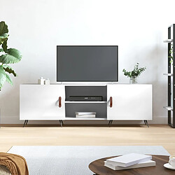 Maison Chic Meuble TV scandinave - Banc TV pour salon blanc brillant 150x30x50 cm bois d'ingénierie -MN51024