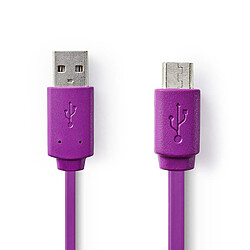 NEDIS Câble USB 2.0 A Mâle - Micro B Mâle 1,0 m Violet