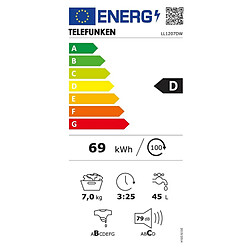 Lave-linge hublot 7kg 1200 tours/min blanc - LL1207DW - TELEFUNKEN