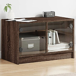 vidaXL Meuble TV avec portes en verre chêne marron 68x37x42 cm