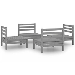 Maison Chic Salon de jardin 4 pcs - Table et chaises d'extérieur - Mobilier/Meubles de jardin Moderne Gris Bois de pin massif -MN32355