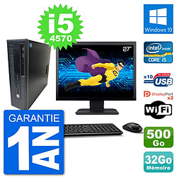 PC HP 800 G1 Ecran 27" Core i5-4570 RAM 32Go Disque 500Go Windows 10 Wifi - Occasion