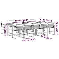 vidaXL Ensemble à manger de jardin avec coussins 11 pcs noir textilène pas cher