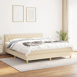 vidaXL Sommier à lattes de lit avec matelas Crème 160x200 cm Tissu