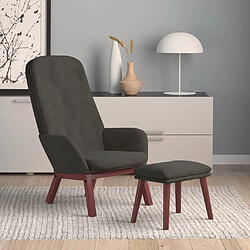 vidaXL Chaise de relaxation avec repose-pied Gris foncé Velours