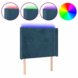 Maison Chic Tête de lit scandinave à LED,meuble de chambre Bleu foncé 103x16x118/128 cm Velours -MN74756