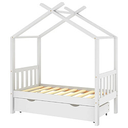 Maison Chic Lit d'Enfant Chambre - Cadre de lit pour enfant avec tiroir blanc pin massif 70x140 cm -MN64729