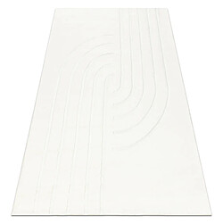 RUGSX Tapis lavable CURVY blanc 11 Curves, structurel, gaufré, peluche 120x170 cm