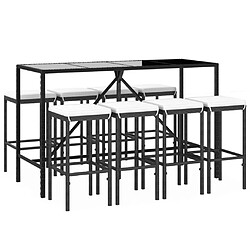 Avis Maison Chic Ensemble de bar de jardin 9 pcs et coussins,Table + chaises + coussins d'extérieur noir poly rotin -GKD726440