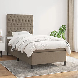 vidaXL Sommier à lattes de lit avec matelas Taupe 100x200 cm Tissu 