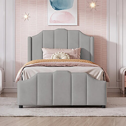 Avis ComfortXL Cadre De Lit Enfant Rembourré 90x200 Cm Avec Tête De Lit, 2 Tiroirs De Rangement, Gris