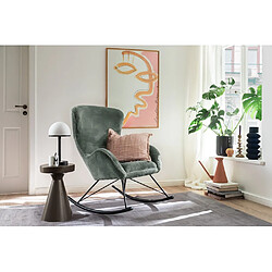 Inside 75 Fauteuil relax à bascule NEVEN assise confortable pied métal noir tissu velours gris vert