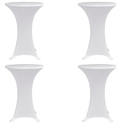 vidaXL Housses de table élastiques - Ø 80 cm - Blanc - 4 pcs Housses de table en tissu élastique - Utilisation polyvalente - Lavable à 40°C - Adaptée jusqu'à 120 cm hauteur