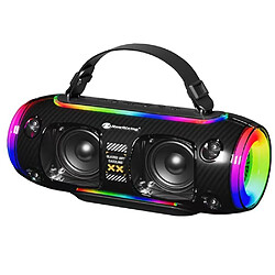 Yonis Enceinte Bluetooth Portable Étanche RGB Enceinte Bluetooth Portable Étanche RGB Pour Fêtes et Activités Extérieures Noir YONIS