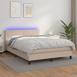 Sommier à lattes LED,Cadre à lattes de lit avec matelas pour Adulte Cappuccino 140x200 cm -MN60064