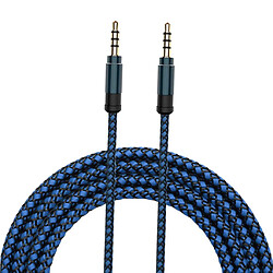 Avis Voiture tressée en nylon de câble audio de jack de 3.5mm mâle à bleu de câble AUX de 1.5m AUX