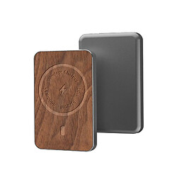 Chrono Batterie externe magnétique en bois 10W sans fil 20W Compatible avec iPhone 12/Pro/Max/12 Mini 5000 mAh,(Gris)