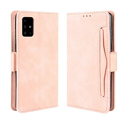 Etui en PU avec support et plusieurs porte-cartes rose pour votre Samsung Galaxy A51 5G SM-A516