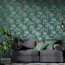 DUTCH WALLCOVERINGS Papier peint Arbres Bleu sarcelle et argenté