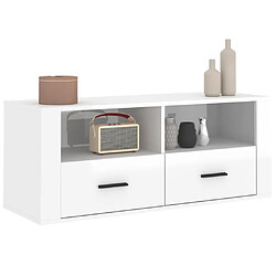 Acheter Maison Chic Meuble TV scandinave - Banc TV pour salon Blanc brillant 100x35x40 cm Bois d'ingénierie -MN13662