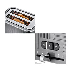 Russell Hobbs 25250-56 Toaster Grille-Pain Geo Steel, 4 Fonctions, Temperature Ajustable, Rechauffe Viennoiseries, Pince