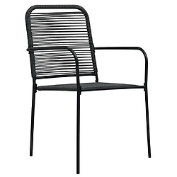 Maison Chic Mobilier à dîner 7 pcs de jardin - Ensemble table et chaises d'extérieur - Salon/Mobilier de jardin classique Corde en coton et acier Noir -MN30334 pas cher