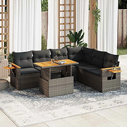 vidaXL Salon de jardin avec coussins 6 pcs gris résine tressée acacia