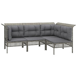 Acheter Maison Chic Salon de jardin 6 pcs + coussins - Mobilier/Meubles de jardin - Table et chaises d'extérieur Gris Résine tressée -MN23623