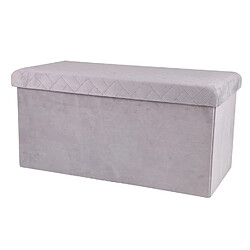 Toilinux Banc de rangement pliable Kube en velours - Gris clair