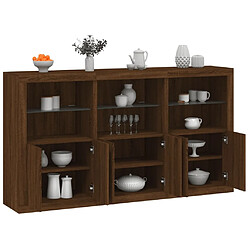 Maison Chic Commode Buffet - Meuble de rangement avec lumières LED chêne marron 181,5x37x100 cm -GKD53220