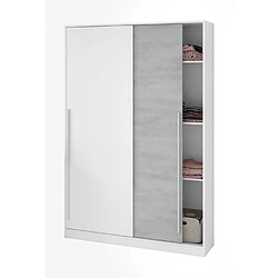 Cstore Armoire TOP - Décor blanc artik et blanc vehlo - 2 Portes coulissantes - L200 x H120 x P50 cm