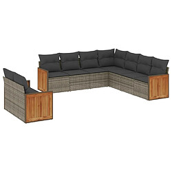 Maison Chic Salon de jardin 9 pcs avec coussins | Ensemble de Table et chaises | Mobilier d'Extérieur gris résine tressée -GKD41506