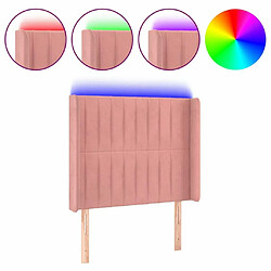 Maison Chic Tête de lit scandinave à LED,meuble de chambre Rose 103x16x118/128 cm Velours -MN99859