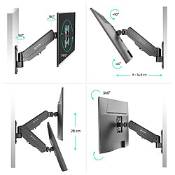 ONKRON Support Ecran PC Mural pour 13" - 34" Moniteur & Petite TV, Support Mural TV Poids de 8 kg - Bras Ecran PC Mural VESA 75x75 & 100x100/Porte TV Mural Inclinable Pivotant Orientable G120-B Noir