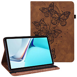 Etui en PU motif papillons avec porte-cartes marron pour votre Huawei MatePad 11 (2021)