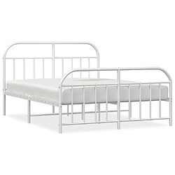 Maison Chic Lit adulte - Lit simple Cadre de lit métal avec tête de lit/pied de lit,Structure du lit Contemporain pour chambre blanc 140x190cm -MN56631