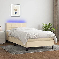 Sommier à lattes LED,Cadre à lattes de lit avec matelas pour Adulte Crème 80x200 cm Tissu -MN61027