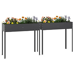 Avis Maison Chic Lot de 2 Jardinières,Bac à fleurs - pot de fleur Anthracite Acier galvanisé -GKD79100