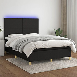 Maison Chic Lit adulte- Lit + matelas,Sommier à lattes de lit et matelas et LED Noir 140x190 cm Tissu -GKD12380