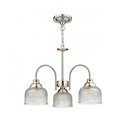 Luminaire Center Suspension Wharfdale chrome satiné et cuivre poli 3 ampoules