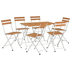 Avis Maison Chic Table de bistro pliable et chaises d'extérieur 7 pcs,Ensemble de bistro de jardin pour relax bois d'acacia solide et acier -GKD324000