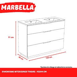 Acheter Le Quai Des Affaires Meuble sous-vasque 3 tiroirs MARBELLA 120 cm + vasque / Décor Chêne blanchi