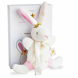 Doudou attache sucette Perlidoudou Lapin étoile rose - Doudou et compagnie