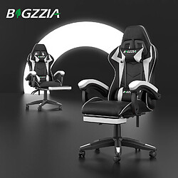 Fauteuil de Bureau - BIGZZIA Siège de bureau Réglable - Chaise gaming avec Appui-tête et Support lombaire, 136kg, Noir et Blanc pas cher